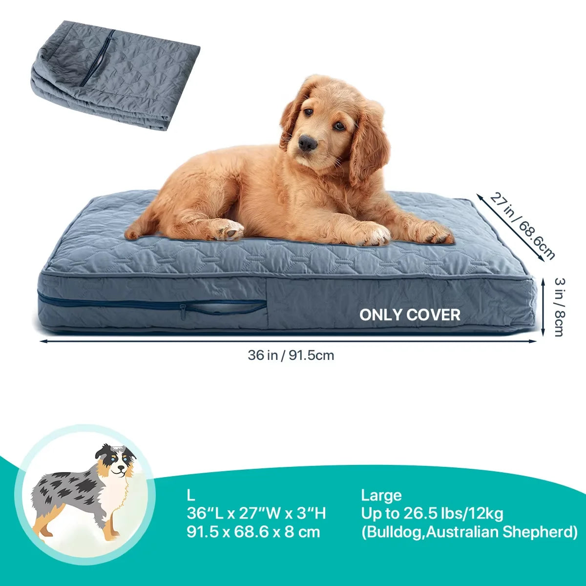 Brushed Dog Bed Cover - Waterproof Crate Pad Protector – photo 7