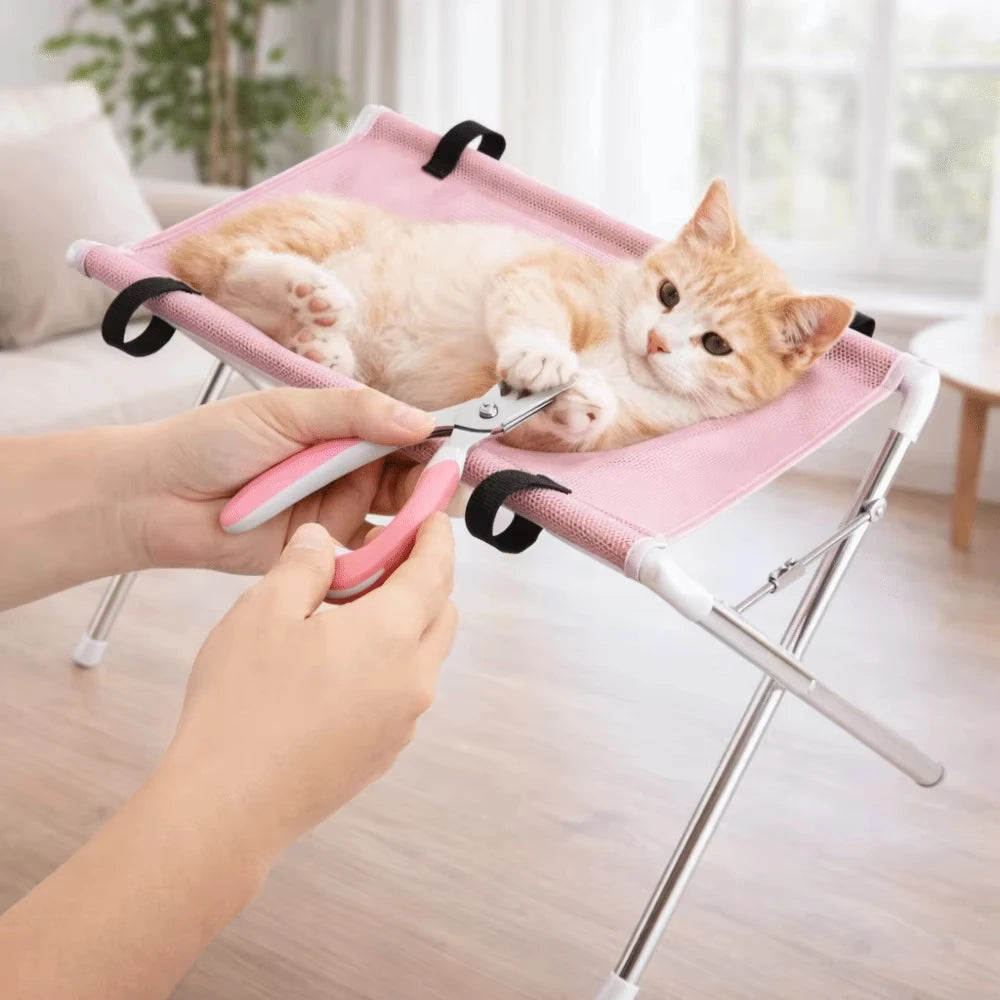 Foldable Pet Grooming Hammock Stand for Dogs and Cats