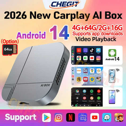 Wireless CarPlay & Android Auto AI Box, Compatible with VW Toyota Hyundai Ford