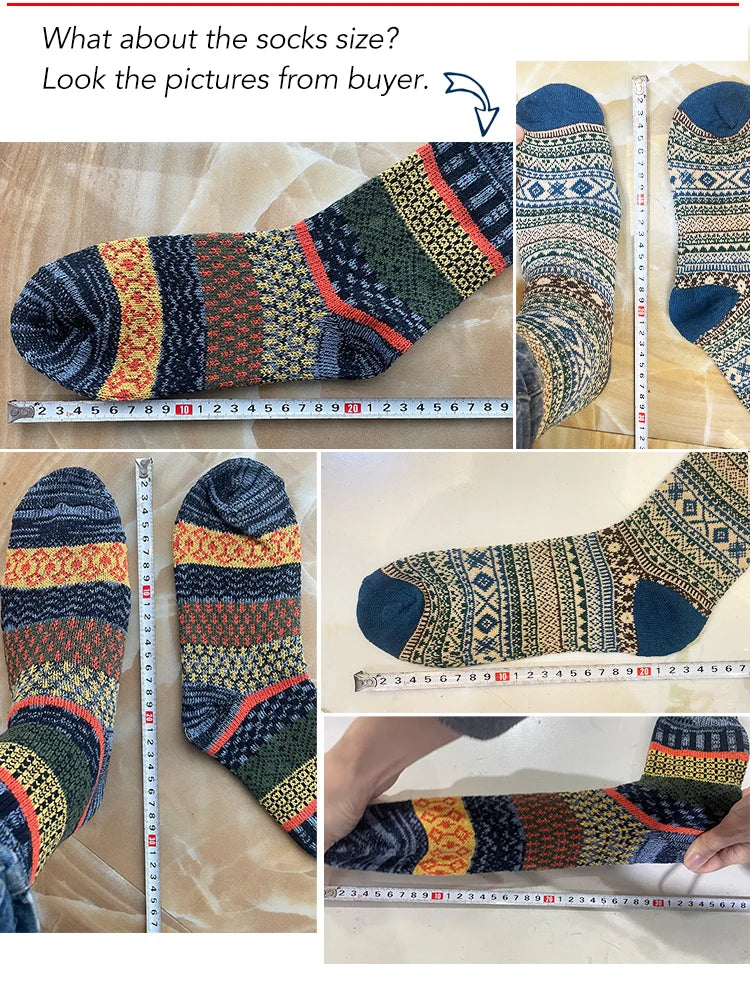 Men's Wool Blend Winter Socks, 5 Pairs