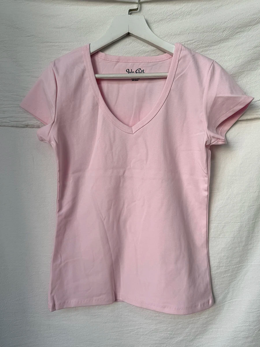 Camouflage Thin Short Sleeve T-shirt Women V-neck Cotton Slim All-match Tee Shirts Female Streetwear Vintage Y2k Tops Summer New