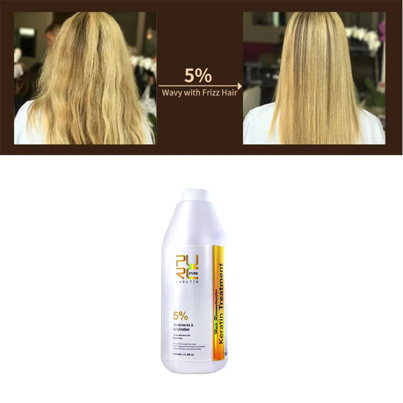 PURC Brazilian Keratin Hair Treatment Straightening Smoothing For Deep Curly Hair Treatment Professional Hair Care Products PURE