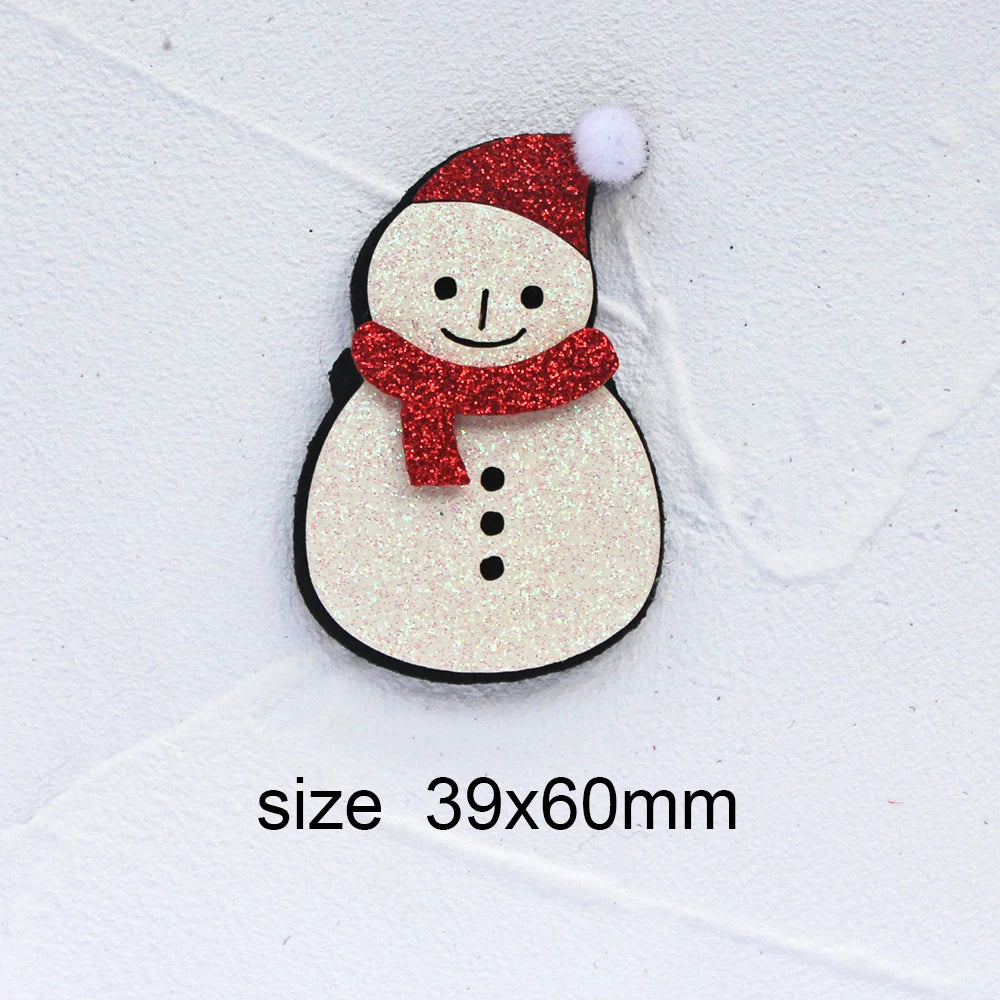 10pcs Glitter Padded Applique Reindeer with Red Nose  for DIY Christmas Hair Clips Bow Accessories Felts Supply Party Decor