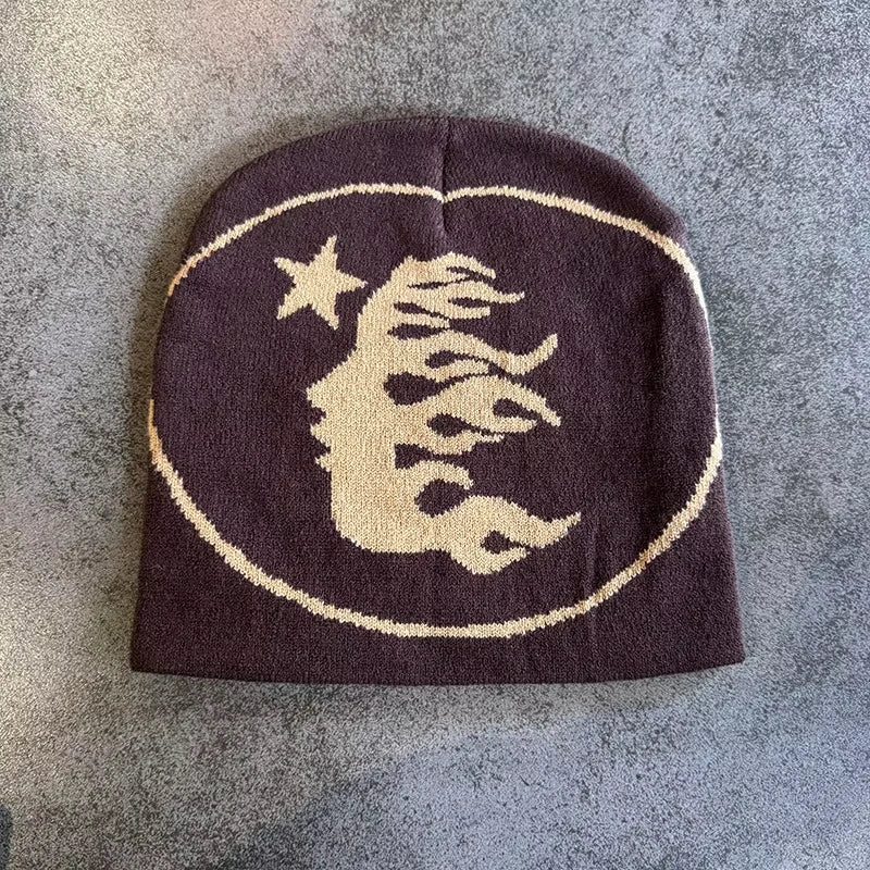 Printed Knit Beanie, Unisex Winter Hat