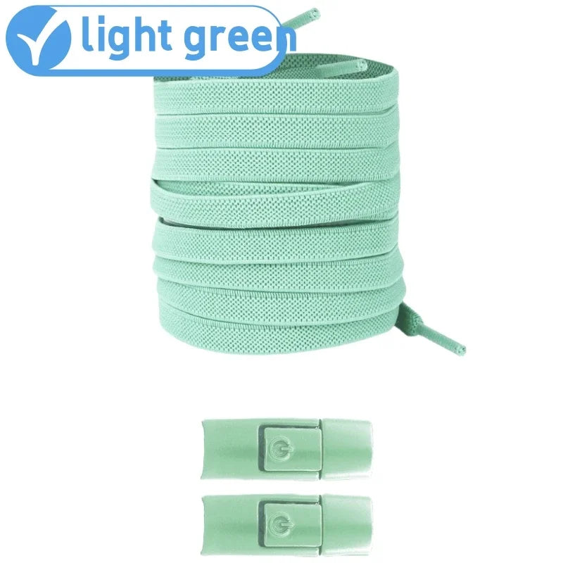No-Tie Elastic Shoelaces with Press Lock – 8mm Flat Sneaker Laces for Kids & Adults | One Size Fits All Shoes