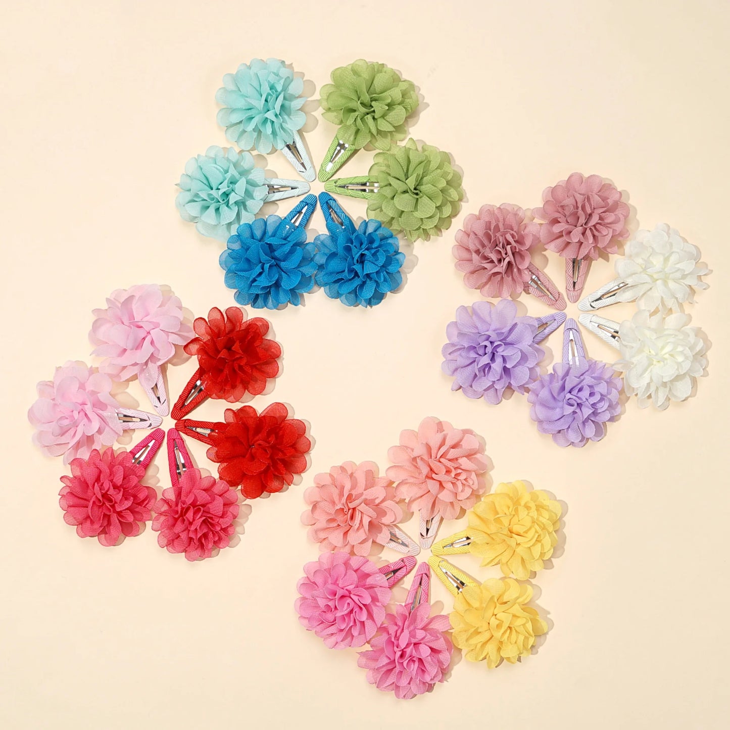 6Pcs Cute chiffon flower Anti slip bangs hair clip princess hair accessory suitable for girls daily use a choice as a gift