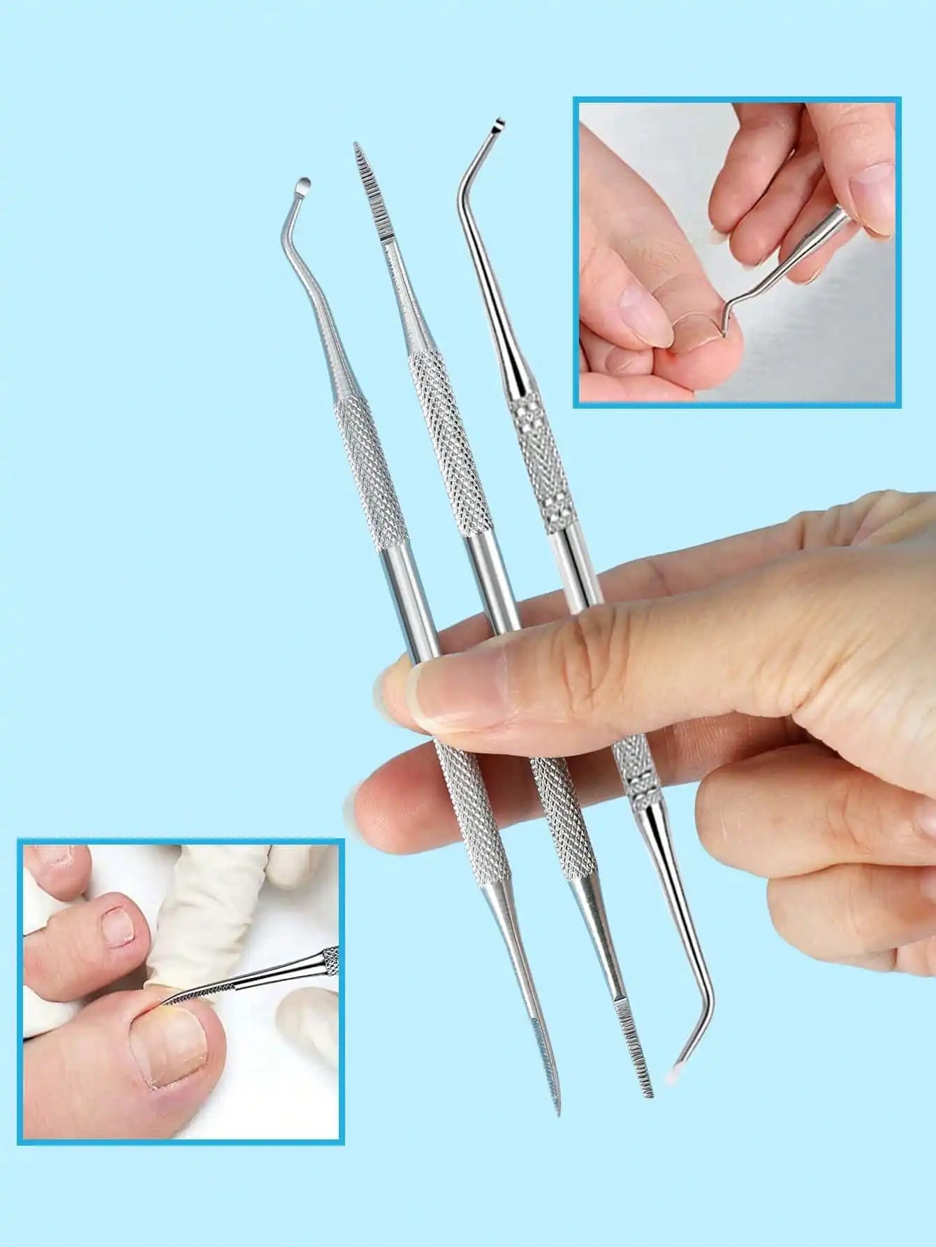 3pcs Nail Stain Removal Tool, Multifunctional Nail File, Pedicure Tool Beauty File, Ingrown Toenail Tool Pedicure Nail Cleaner