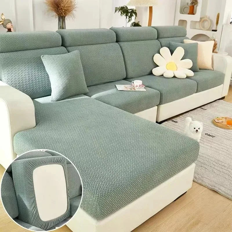 Jacquard Sofa Cushion Cover Protector Solid Color Stretch Removable Sofa Seat Slipcover for Bedroom Office Living Room Home