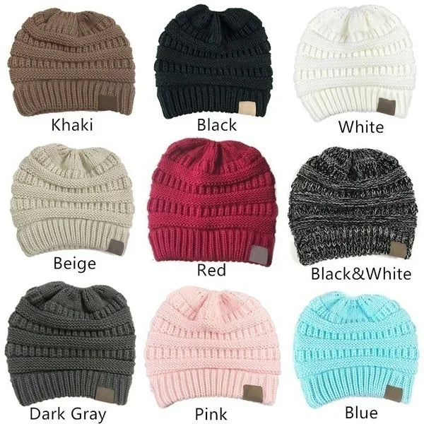 Women's Messy Bun Ponytail Beanie - Open Knit Winter Hat - photo 2