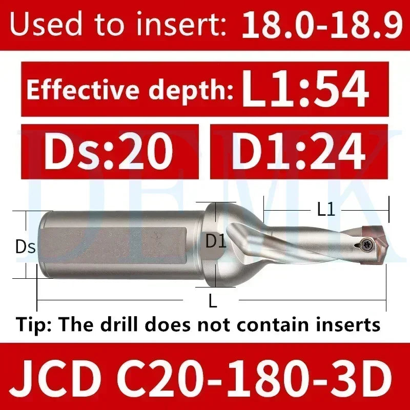 JCD Crown U-Drill Rod 10-25mm, Internal Cooling Indexable Drill