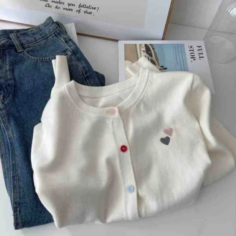 Women's Embroidered Knit Cardigan - Colorful Button Long Sleeve Sweater - photo 6