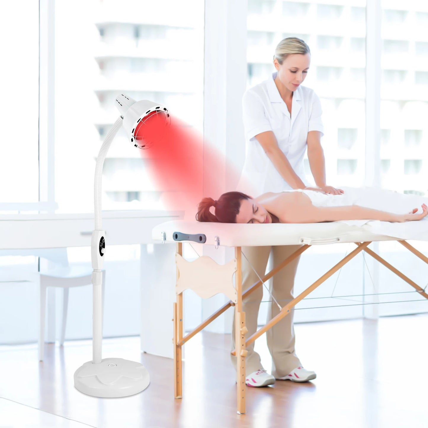 Infrared Heat Lamp, 275W Therapy Lamp for Body or Pain Relief, Adjustable Temperature and Angle Therapeutic Lamp for Home