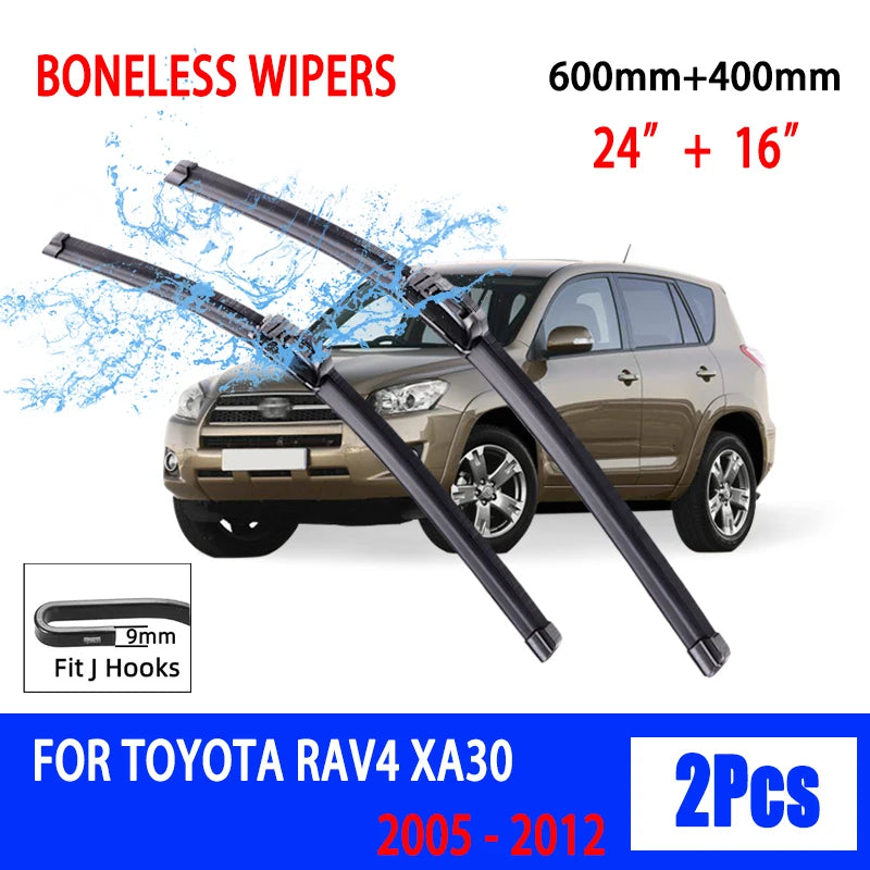 For Toyota RAV4 XA30 2005 - 2012 Car Wiper U-type Soft Rubber Boneless Wiper HD Quiet Durable Automotive Wiper 24"+16"