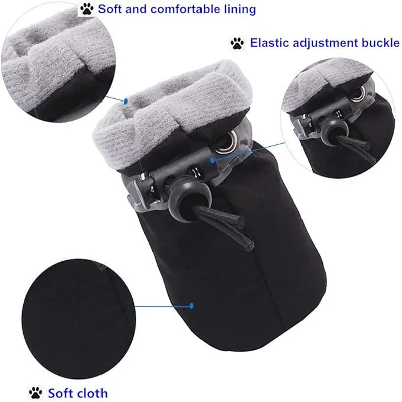 Comfort Dog Shoes, Soft Breathable Lining & Non-Slip Sole, Adjustable Strap for Secure Fit, for Daily Walk Travel, 4PCS
