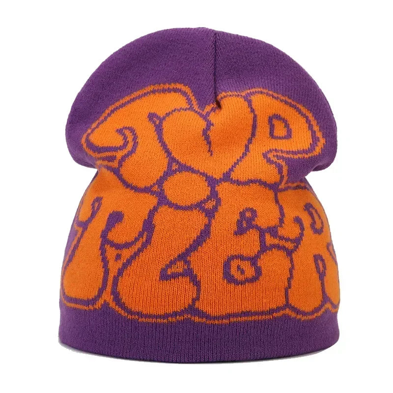 Y2K Letter Knit Beanie, Warm Ski Hat