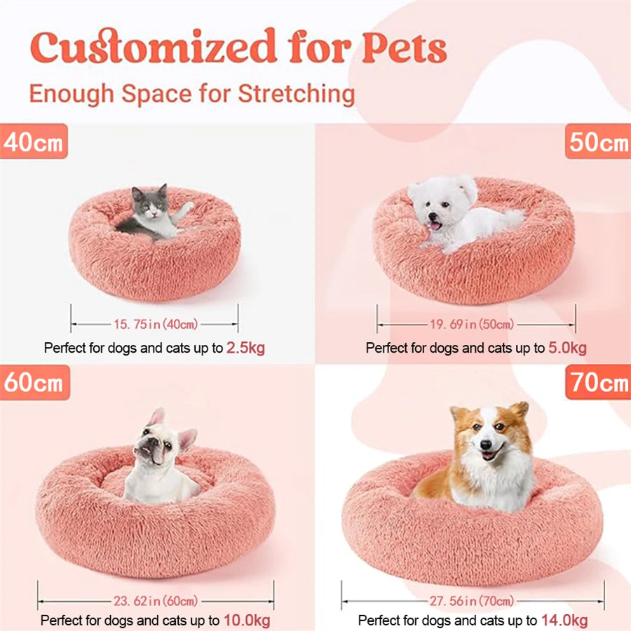 Plush Faux Fur Donut Pet Bed - Round Washable Cat & Dog Pad - photo 6