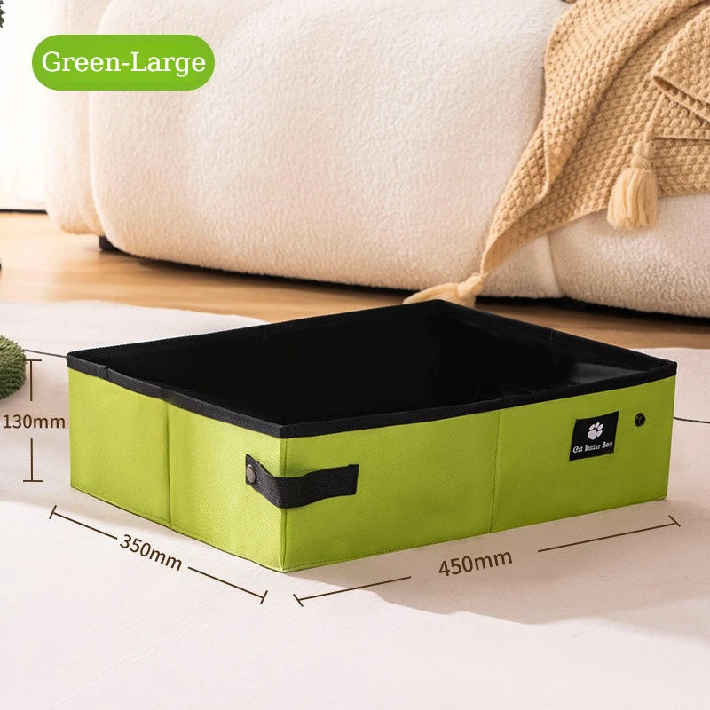 Foldable Cat Litter Box Waterproof Reusable Litter Tray Portable Travel Kitty Toilet Pet Toilet Indoor Home RoadTrip Camping Use