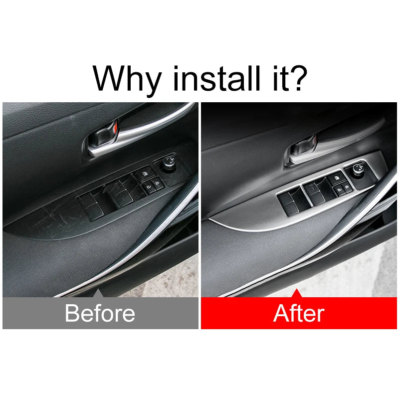 For Toyota Corolla E210 Hybrid 2019 2020 2021 2022 2023 2024 Stainless Car Door Window Glass Lift Switch Button Panel Cover
