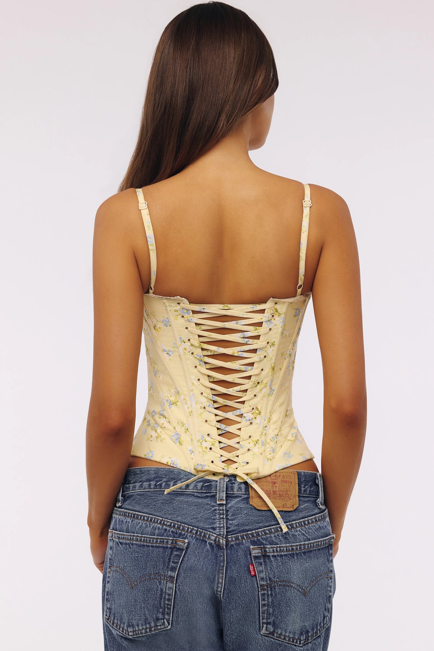 Suninbox Summer women's clothing y2k tops Floral Print Corset Top cute Spaghetti Strap lace up top for party outfit