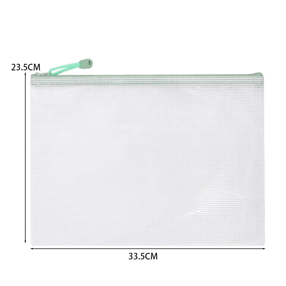 1-10Pcs A4 Mesh Zipper Pouch Bags Thicken Document Bag Waterproof Zip File Folders For School Office Travel Organizing Storage