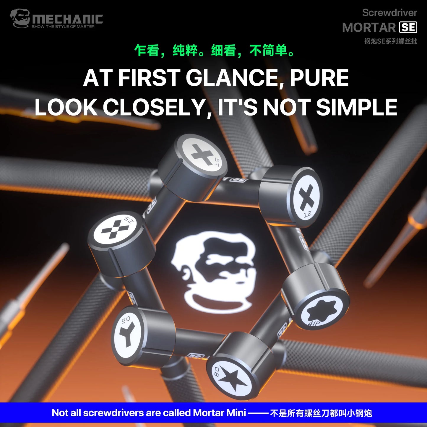 Mechanic MORTAR SE Magnetic Screwdriver Set Y 0.6,Pentalobe 0.8,Phillips 1.2 /1.5 ,Inner Hex 2.5 , Screwdriver Repair Tool Kit