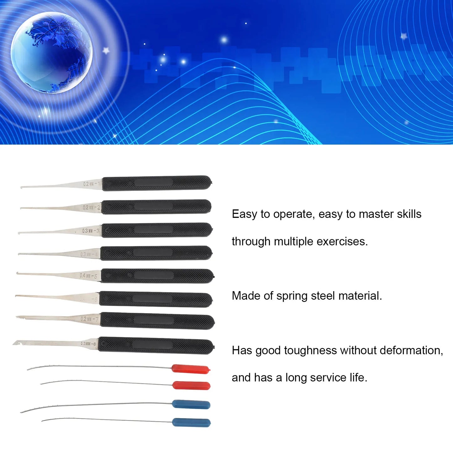 12PCS Lock Pick Set Locksmith Supplies Broken Key Auto Extractor Remove Hooks Stainless Steel DIY Hand Tools Hardware