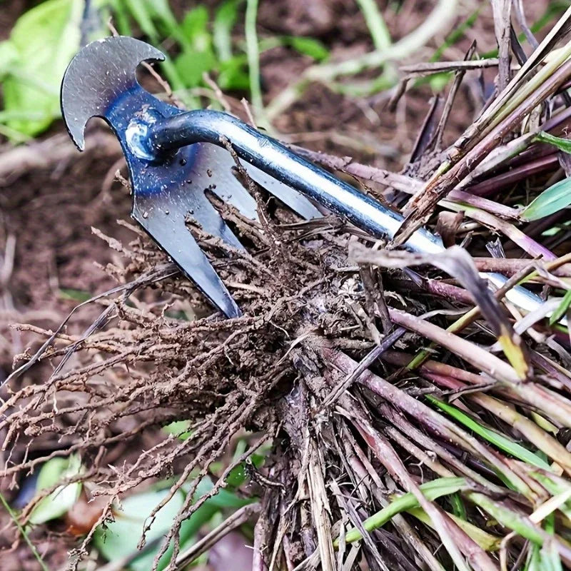 2-in-1 Garden Weeder & Rake – Manganese Steel Rooting Shovel for Weeding, Digging & Loosening Soil