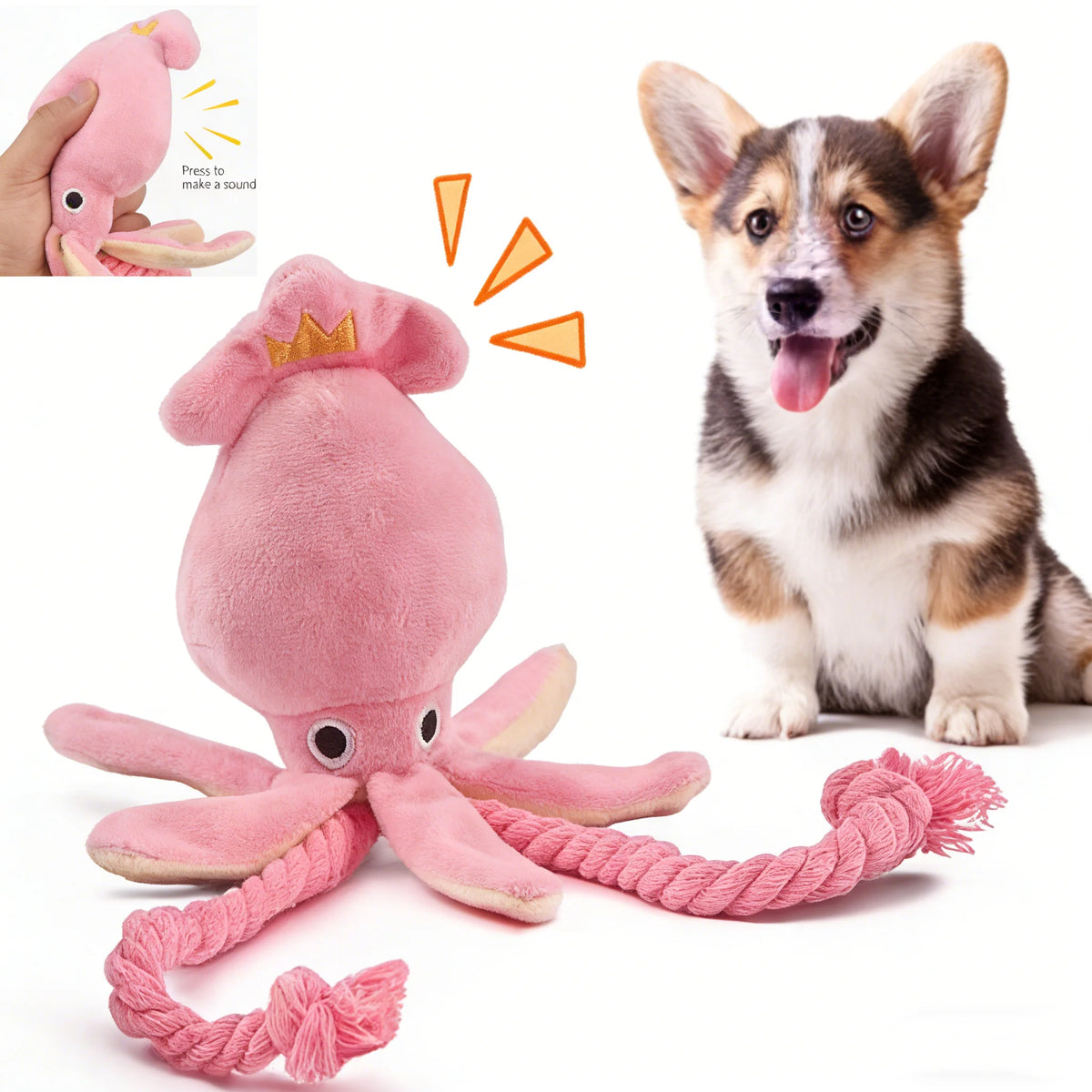Cotton Rope Octopus Toy - Squeaky Chew for Dogs & Cats