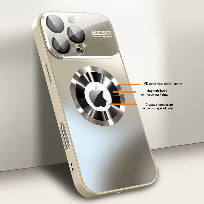 Titanium Metallic Matte Phone Case Compatible with iPhone 11 to 16 Pro Max - MagSafe, Glass Camera Lens Protection Cover