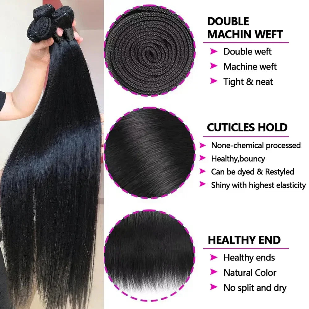 Rosabeauty Brazilian Remy Human Hair Bundles – Straight 30-40 Inch