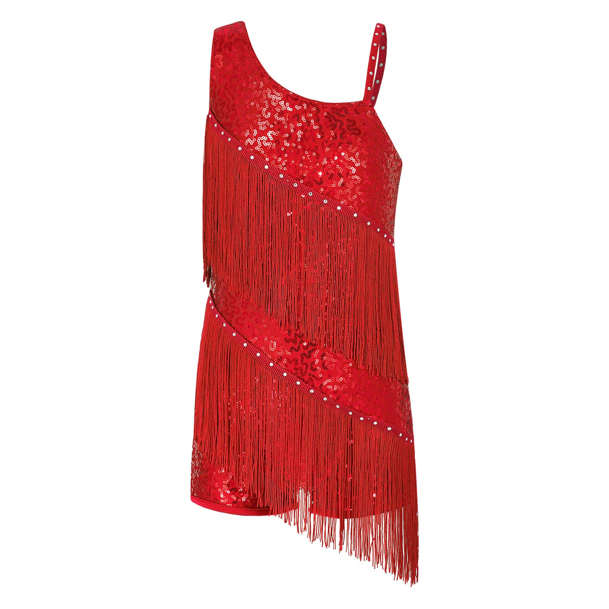 Girls sequin tassel Latin dress with shorts