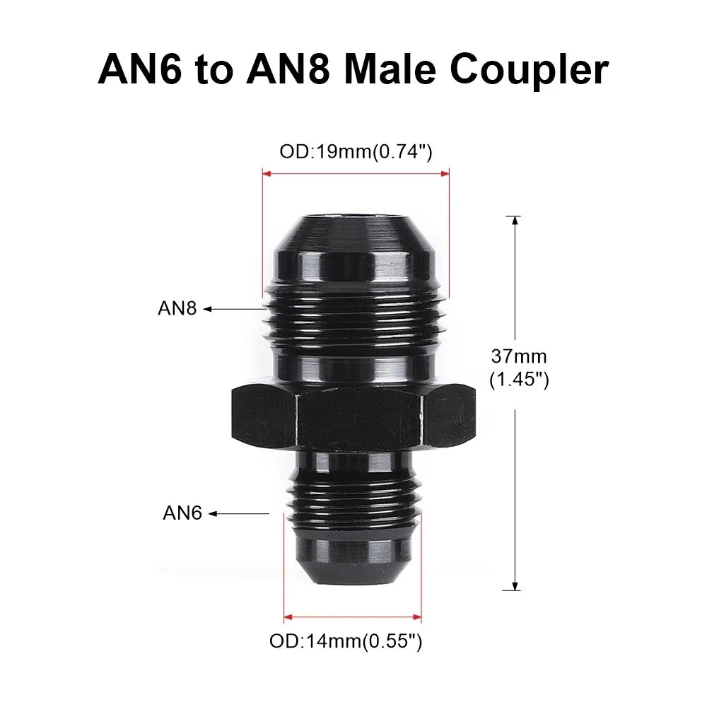 Oil Fuel Hose End Adapter an Straight AN Male To AN Male Coupler AN4 AN6 AN8 AN10 Fittings Aluminum Male Flare AN8 Fitting