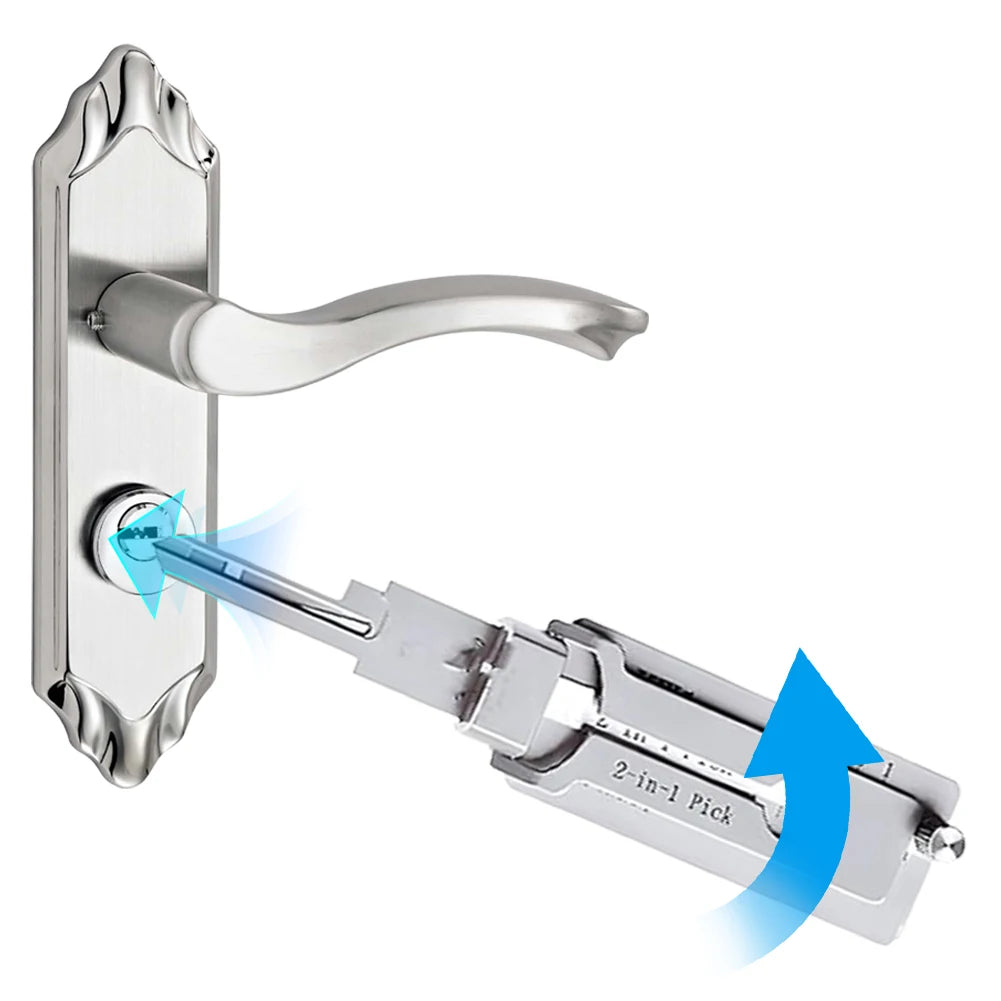 ANENG SS001 Stainless Steel Key Decoder – 2-in-1 Hook & Pick Lock Decoder with O-Ring Pickup Kit | Silver | Locksmith Hand Tool