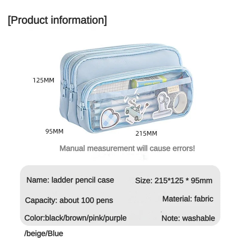 Clear Transparent Pencil Case, Large Capacity Multifunctional Stationery Storage Bag for School Students, Durable & Convenient