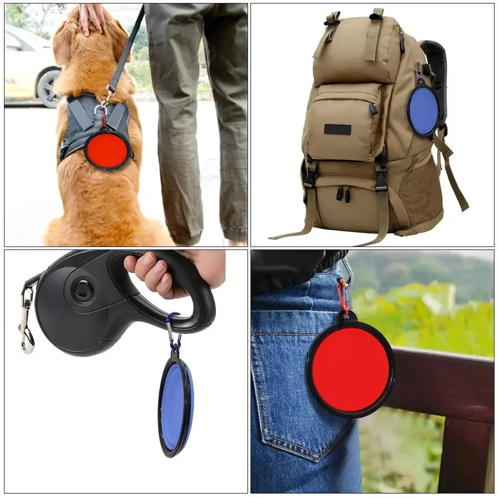 350ML Dog Food Bowl Feeder Cat Drinking Water Folding Silicone Pet Travel Bowls Foldable Cup Dish With Carabiner Pet Supplies