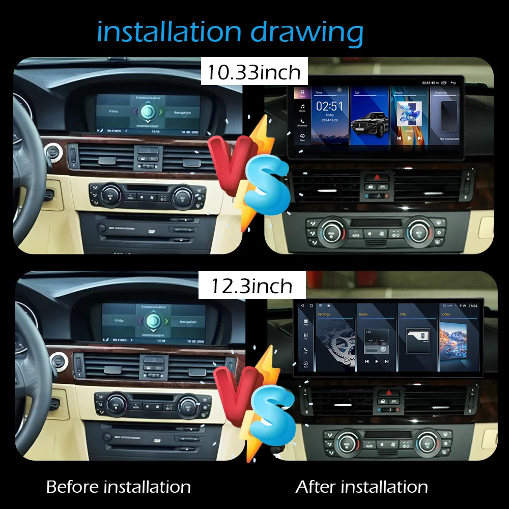 Car Stereo with Apple CarPlay & Android Auto, Compatible with BMW 3 Series E90 E91 E92 (CCC/CIC)