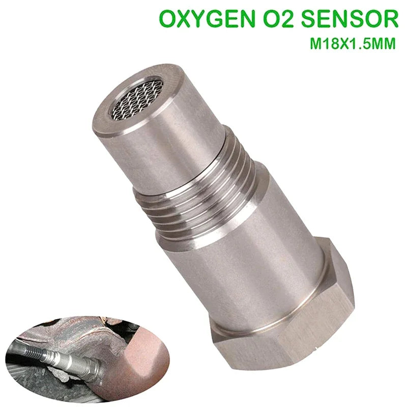 1Pcs Mini Oxygen Catalyst Sensor M18X1.5 46.516.016.9MM Silver Stainless Steel Durable Auto Car Accessories