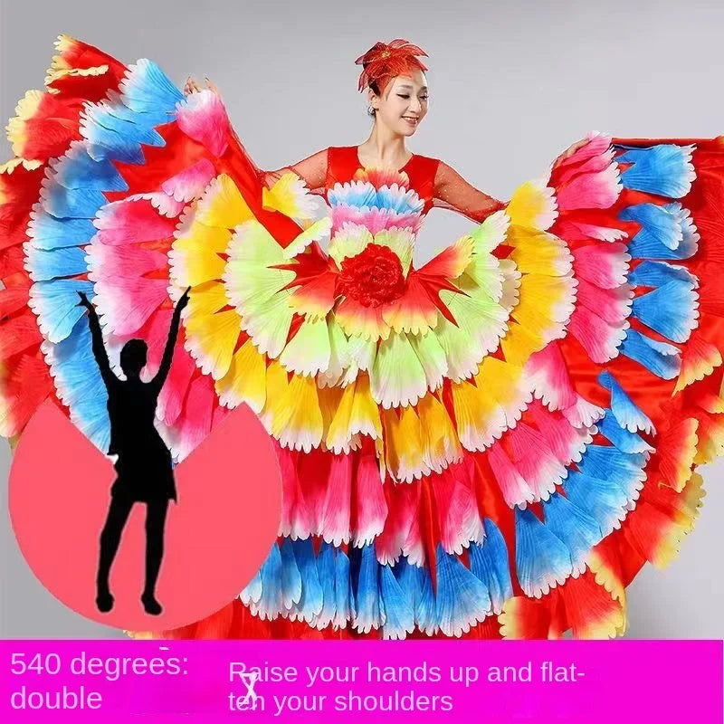 Women's big swing petal flamenco dress