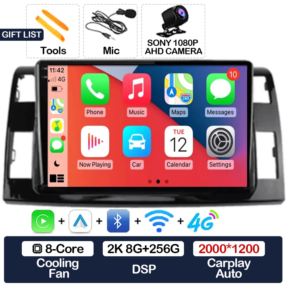 Wireless CarPlay & Android Auto Display Screen, Compatible with Toyota Previa XR50 III & Estima