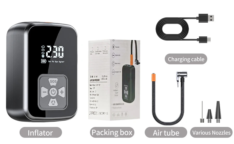 YIJU Car Air Pump Electric Portable Tire Inflator Intelligent Digital Tire Inflator For Car Motorcycle Bicycle Air Compressor
