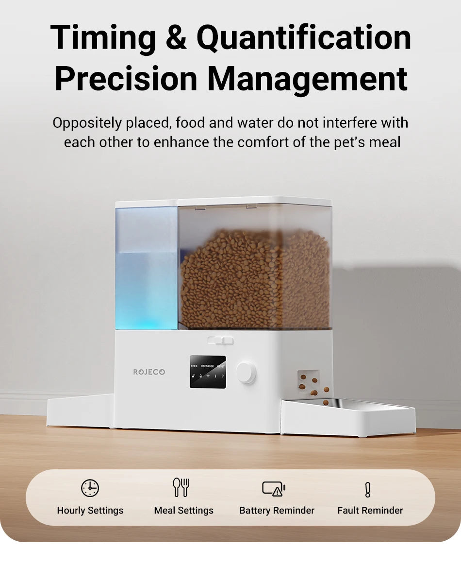 Automatic Pet Feeder with Water Fountain, 5L Food and 3.5L Water