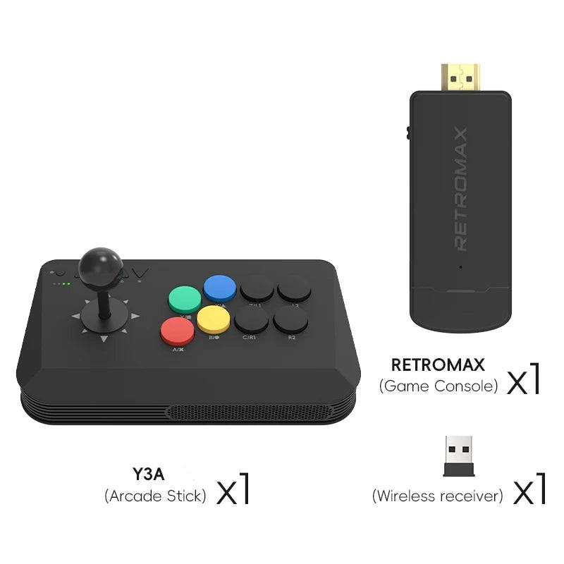 Data Frog Y3A Max Wireless Arcade Stick – 27 Emulators, Turbo Mode | PC, Android & TV Box Fighting Game Joystick