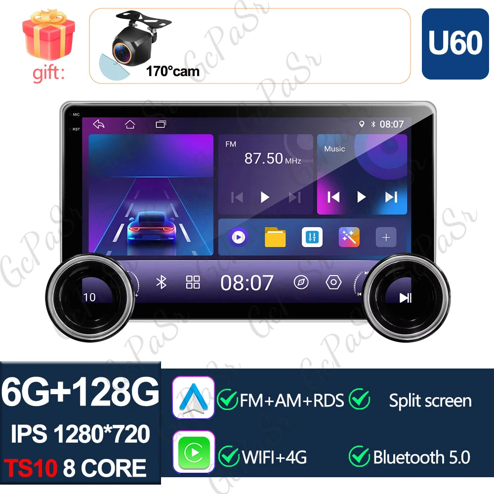 Universal 10" Android Car Stereo — CarPlay, Android Auto, GPS Navigation, Multimedia Player