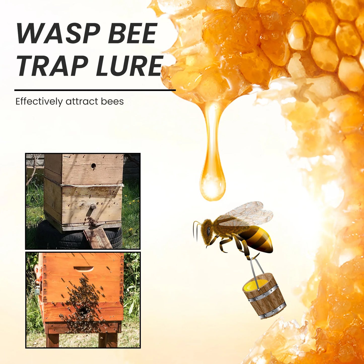 Bee Attractant Lure Bee Queen Pheromone Catching Bait Swarm Lure Beekeeping Attract Bait Swarm Commander Honeybee Trap Liquid