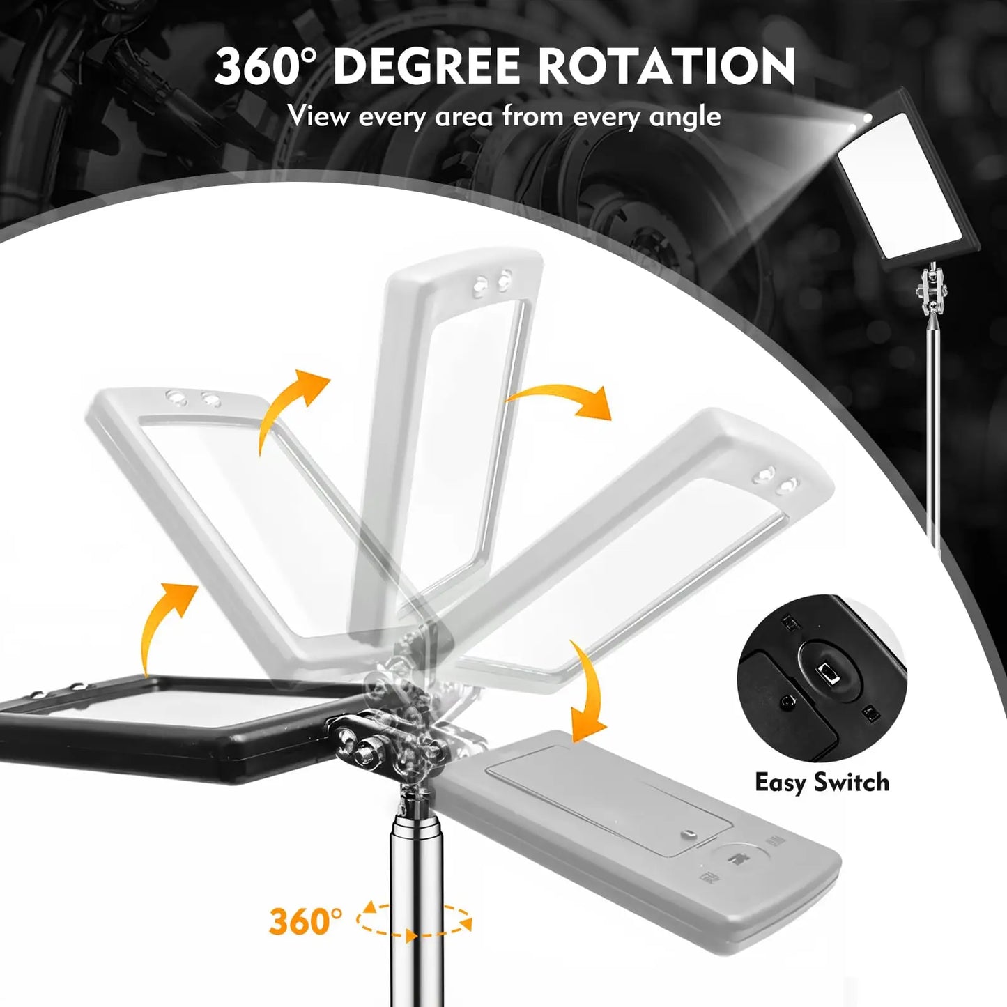 2pcs Detection Folding Mirror 360° Rotating Reflector Universal Auto Repair Tool Accessory Telescopic Bottom Inspection Mirror