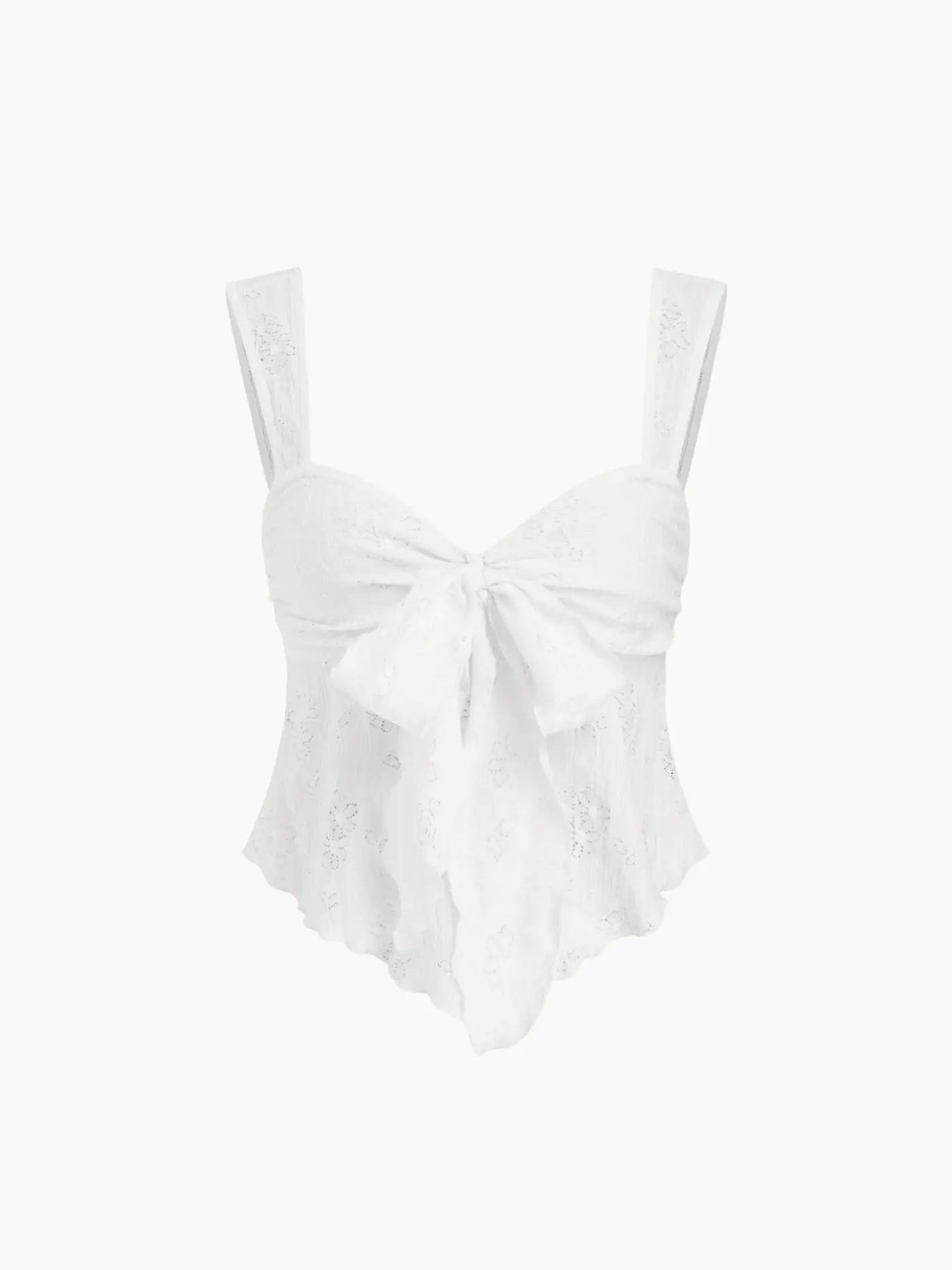 Women's Wide Strap V-Neck Bow Eyelet Lace Fitted Camisole – Sweet Chic Spring Summer Top