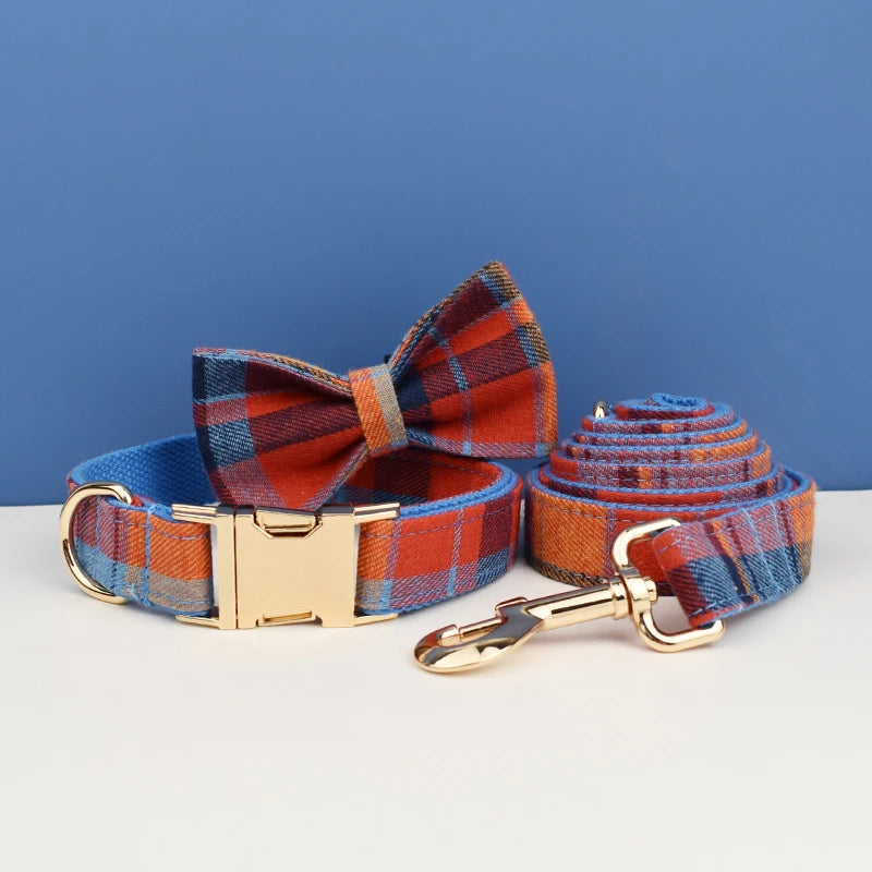 Padded Dog Collar & Leash Set - Plaid & Velvet Bow Styles, S-XL - photo 7