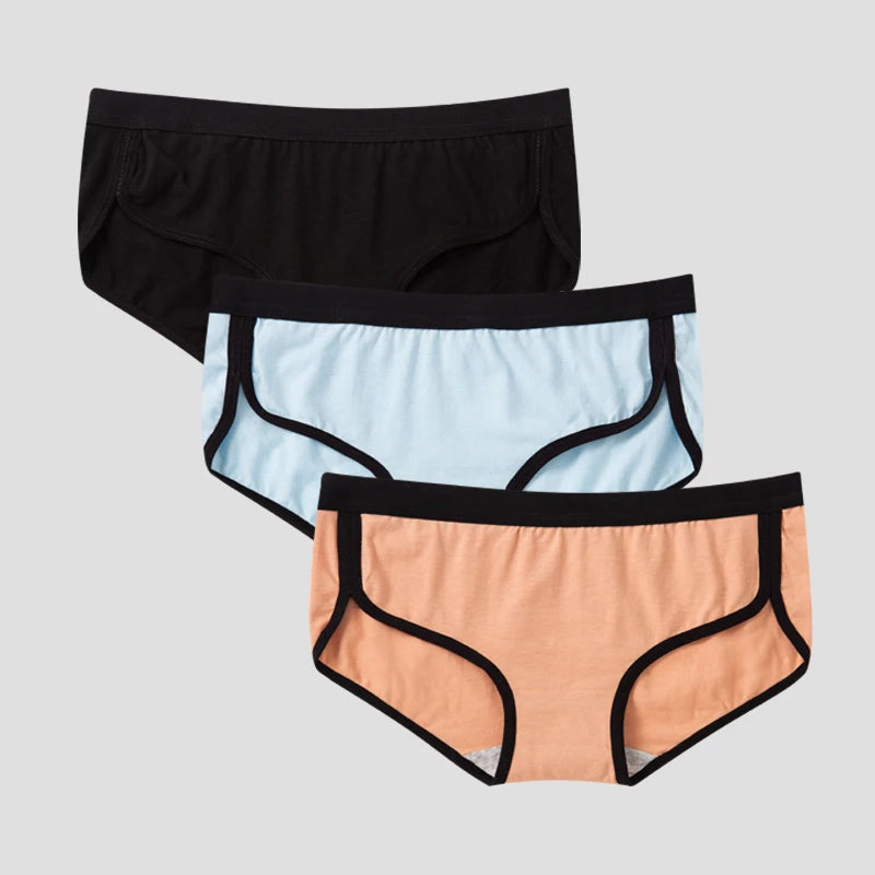 BANNIROU 3-Pack Cotton Briefs – Breathable Low-Rise Panties