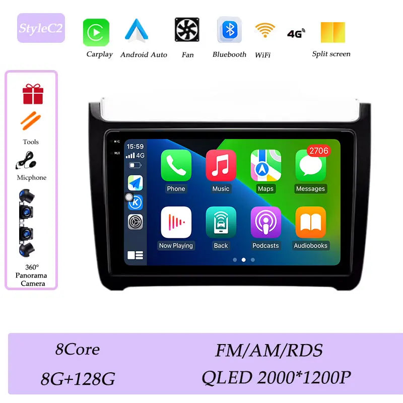 Car Stereo with Apple CarPlay & Android Auto, Compatible with VW Polo 5 (2011-2016)