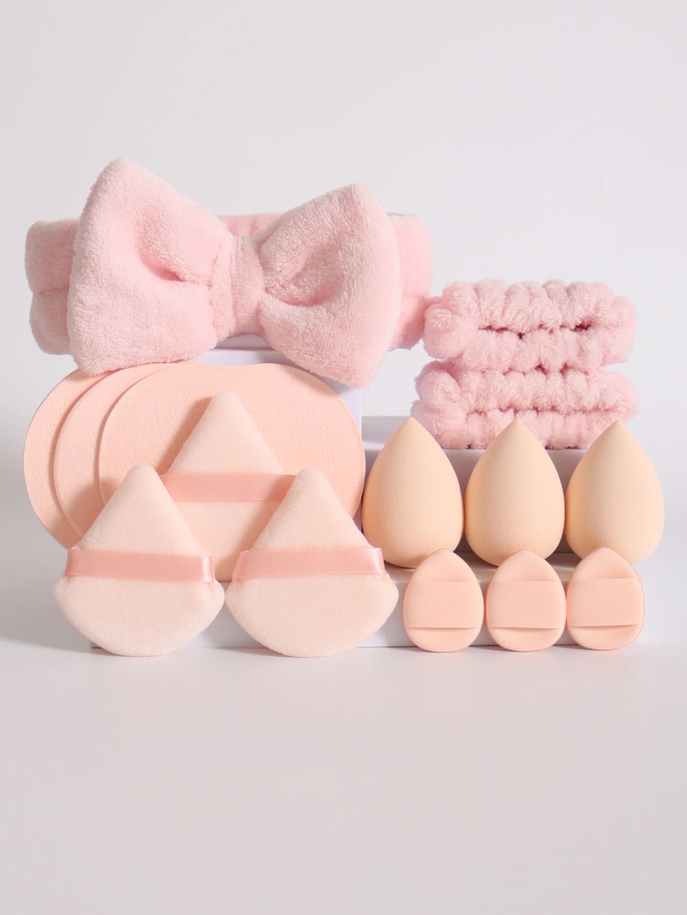 15Pcs Cosmetic Puff Makeup Sponge Blender Beauty Egg Foundation Sponges Puff Wash Face Headband Wristband Make up Accessories